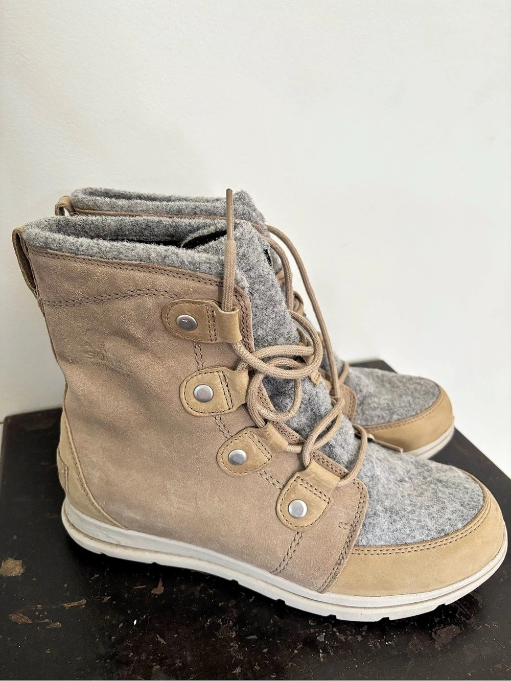 Sorel Explorer Joan Waterproof Boot Brown & Gray US 8.5